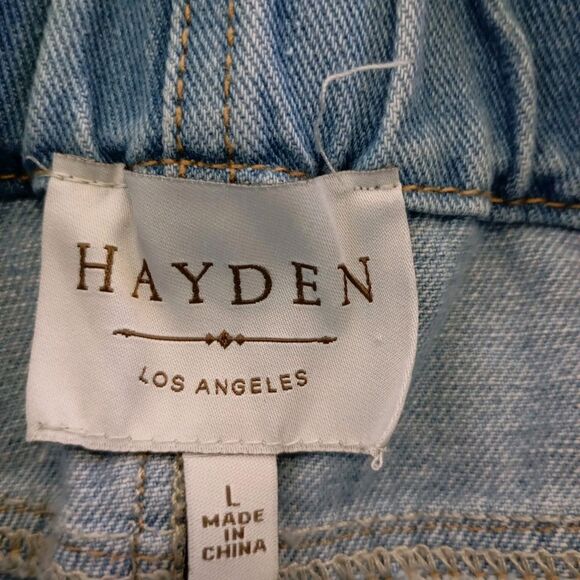 Hayden Los Angeles Women's Denim Shorts, Size L, High Waist, Light Blue. - Picture 4 of 9
